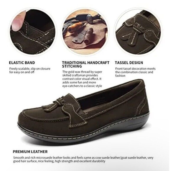 Women Black Classic Penny Loafers Sz 8 Microsuede Leather Slip On Walking Flats - Picture 7 of 11